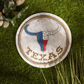 Texas Proud Stepping Stone - Texas Longhorn Flag > Handcrafted Home Decor
