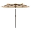 Outsunny Double-sided Patio Umbrella 9.5' Outdoor Market Umbrella with Push Button Tilt & Crank, 3 Air Vents & 12 Ribs, for Garden, Deck, Pool, Brown