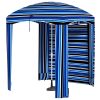 Outsunny Cabana Style Beach Canopy with Ventilated Windows & Striped Azure Ruffles