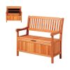 33 Gal Outdoor Wood Storage Bench Deck Box Waterproof 2-Person Outdoor Seating