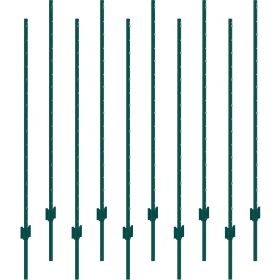 VEVOR 5 Feet Fence Post 10 Pack T-Post Heavy Duty Metal Fence Posts Green