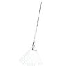 Leaf Rake, 15 Metal Tines, Adjustable Garden Rake for Lawns with 7.5-22.4 Inch Wide Head & 32-63 Inch Long Handle