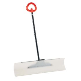 Snow Pusher Shovel, 36 in Outdoor Snowplow Shovel with Ergonomic Grip, HDPE Plastic Blade, Winter Shovels with Segmented Handle, Metal Edged Strip
