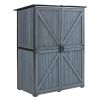 Outdoor Storage Cabinet 55.1"L X 29.1"W X 68.9"H, Garden Shed Tool Shed with Metal Frame Structure for Backyard Garden Patio Lawn (Blue Gray)