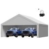 VEVOR Carport Replacement Canopy, 20 x 20 ft Potable Garage Tent Top Tarp with Sidewalls, UV-Resistant & Waterproof