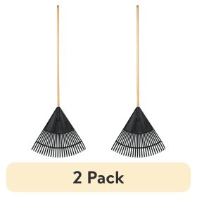 24-Inch Wood and Poly Leaf Rake â€“ 2 Pack, Lightweight Garden Raking Tool