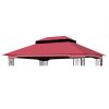 10x12 Ft Outdoor Patio Gazebo Replacement Canopy,Double Tiered Gazebo Tent Roof Top Cover Only(Frame Not Include)-Red