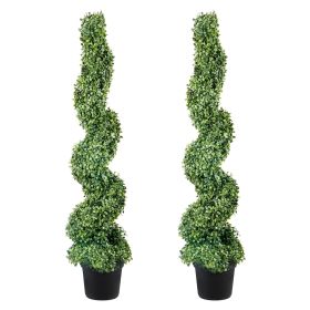 VEVOR 2 pcs. Artificial Boxwood Tower Topiary Spiral Artificial Plant 122cm high Decorative Plant Green Plastic PE Iron Topiary Plants incl. 10 pcs. R