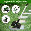 21V Electric Weed Edger Cordless String Trimmer Grass Mower Eater Bush Cutter with 16800RPM 2x 3000mAh Batteries 3.6-4.6FT Length 90Â° Rotatable Angle