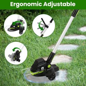 21V Electric Weed Edger Cordless String Trimmer Grass Mower Eater Bush Cutter with 16800RPM 2x 3000mAh Batteries 3.6-4.6FT Length 90Â° Rotatable Angle