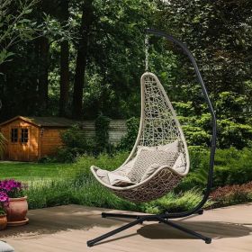 Heavy Duty Hammock Chair Stand C Shaped Solid Steel Hanging Chair Frame with Spring Hook and Buckle Indoor Outdoor Patio Deck Treehouse Porch Lounger