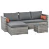 3-Piece Patio Furniture Set Modern Sectional Sofa Rattan Chair Wicker Conversation Set Outdoor Hand Woven Rattan Wicker Furniture Patio Coffee Table S