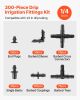 300Pcs Drip Irrigation Fitting Parts Kit for 1/4" Tubing for Yard Garden Lawn