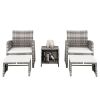 Outdoor 5pcs Combination Sofa Set with  2 Chairs 2 Footstools 1 Coffee Table XH