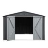 10' x 12' Steel Outdoor Storage Shed, Galvanized Steel Metal Garden Shed with Lockable Doors, Heavy-Duty Storage Tool House for Garden, Backyard