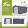 10' x 12' Steel Outdoor Storage Shed, Galvanized Steel Metal Garden Shed with Lockable Doors, Heavy-Duty Storage Tool House for Garden, Backyard