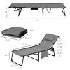Outsunny Adjustable Folding Chaise Lounge Chair Set Gray Reclining Outdoor Patio Furniture for Comfort