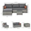 3-Piece Patio Furniture Set Modern Sectional Sofa Rattan Chair Wicker Conversation Set Outdoor Hand Woven Rattan Wicker Furniture Patio Coffee Table S