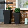 Outsunny Outdoor Planter Set 2-Pack MgO Flower Pots Black with Drainage Entryway Patio Yard Garden