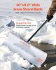 Snow Pusher Shovel, 30 in Outdoor Snowplow Shovel with Ergonomic Grip, HDPE Plastic Blade, Winter Shovels with Segmented Handle, Metal Edged Strip