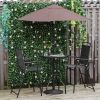 Outsunny Patio Bar Set 4 Piece Black for 2 Adjustable Tilt Umbrella Folding Chairs Glass Table