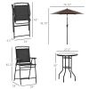 Outsunny Patio Bar Set 4 Piece Black for 2 Adjustable Tilt Umbrella Folding Chairs Glass Table