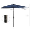 Outsunny 9' x 7' Solar Umbrella, LED Lighted Patio Umbrella for Table or Base with Tilt & Crank, Outdoor Umbrella for Garden, Deck, Backyard, Pool