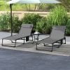 Outsunny Adjustable Folding Chaise Lounge Chair Set Gray Reclining Outdoor Patio Furniture for Comfort