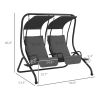Outsunny 2-Seater Outdoor Porch Swing with Canopy, Patio Swing Chair for Garden, Poolside, Backyard, Gray