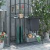 Outsunny Potting Worktable Steel Work Surface with Large Inbuilt Sack Cover 5 Hanging Hooks Storage Shelf