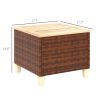 Outsunny Outdoor Side Table with PE Rattan, Patio End Table with Natural Fir Wood Tabletop and Legs