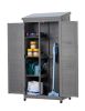 Outdoor Wooden Storage Shed with Metal Top Tall Vertical Tool Cabinet for Backyard Garden Patio Lawn