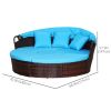 4 Pieces Outdoor Daybed with Retractable Canopy, PE Rattan Wicker Round Sofa Day Bed