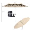 Outsunny Double-sided Patio Umbrella 9.5' Outdoor Market Umbrella with Push Button Tilt & Crank, 3 Air Vents & 12 Ribs, for Garden, Deck, Pool, Brown