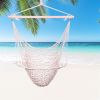 Sling Chair Sling Pendulum Chair Hammock Mesh Air/Sky Chair Deluxe Cotton Rope Sling with Trim for Bedroom Beach Patio Deck Porch Garden Indoor/Outdoo