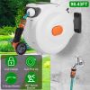 Retractable Garden Hose Reel Wall Mounted Automatic Water Hose Reel with Any Length Lock 8 Pattern Spraying Modes 180Â° Swivel Bracket