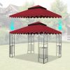 10x10 Ft Outdoor Patio Gazebo Replacement Canopy,Double Tiered Gazebo Tent Roof Top Cover Only wavy border(Frame Not Include)-Red