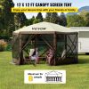 VEVOR Camping Gazebo Screen Tent, 12*12ft, 6 Sided Pop-up Canopy Shelter Tent with Mesh Windows, Portable Carry Bag, Stakes