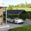 Outsunny 10x20ft Charcoal Carport Canopy Replacement UV-Resistant with Ball Bungee Tethers