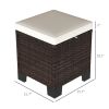 Outsunny 2 Pieces Wicker Outdoor Ottomans with Cushions, Rattan Ottoman Footrest & Side Table for Patio Yard Poolside, Beige