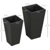 Outsunny Outdoor Planter Set 2-Pack MgO Flower Pots Black with Drainage Entryway Patio Yard Garden