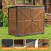 Outdoor Storage Cabinet 50.4"L X 26.8"W X 41"H, Garden Shed Tool Shed with Metal Frame Structure for Backyard Garden Patio Lawn (Brown)