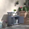 Outsunny Outdoor Potting Bench with Storage Cabinet Aluminum Tabletop Rubber Wheels for Patio Backyard Balcony Gray
