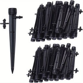 20pcs/50pcs Drip Emitters Perfect For 4/7mm Tube PE Pipe; 8 Holes; Adjustable 360 Degree Water Flow Irrigation Drippers On Stake For Flower Bed; Garde (Color: Black, Quantity: 20pcs)