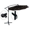 10 ft Outdoor Patio Umbrella Solar Powered LED Lighted Sun Shade Market Waterproof 8 Ribs Umbrella with Crank and Cross Base for Garden Deck Backyard